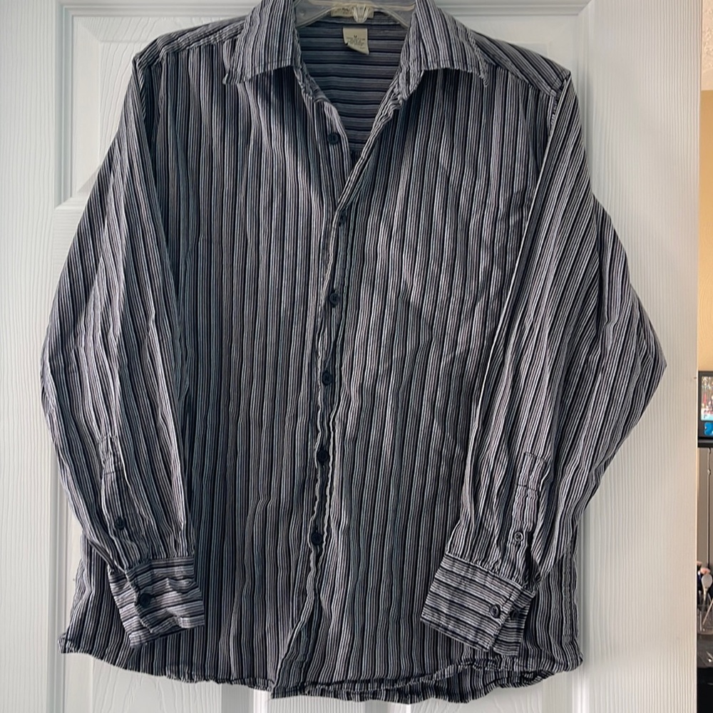 Men’s DE. Coded Striped Dress Shirt 100% Cotton Button Down